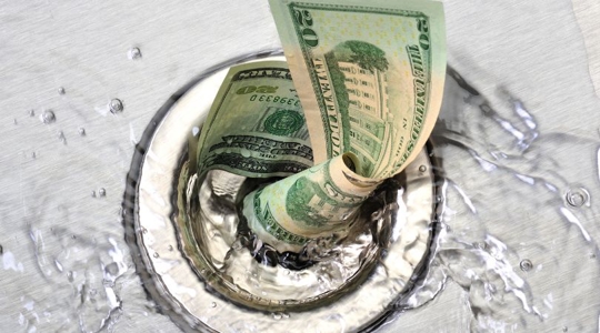 money going down drain